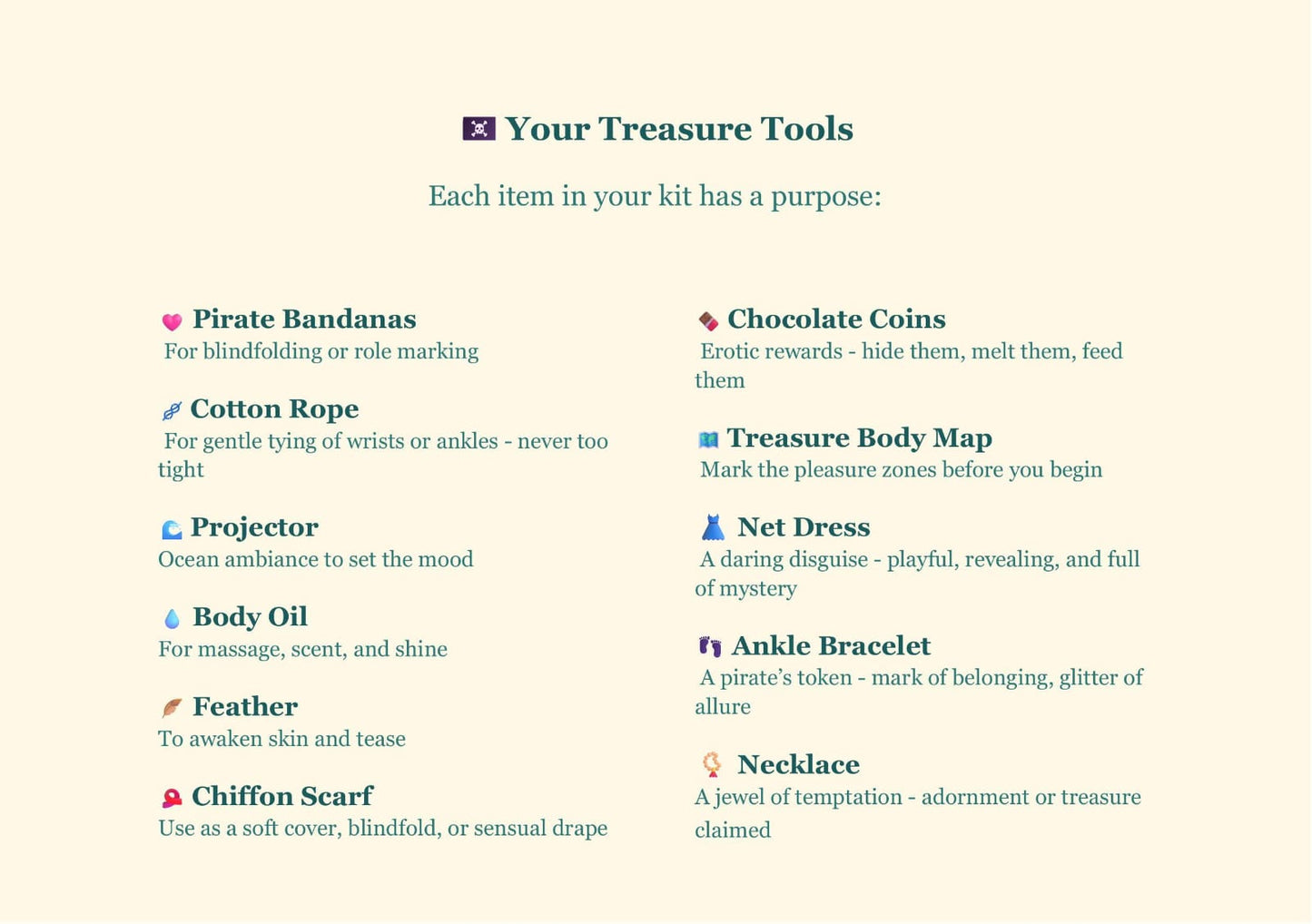 AMORE ME Kit of 10+ items for lovers in role game: "Pirates"